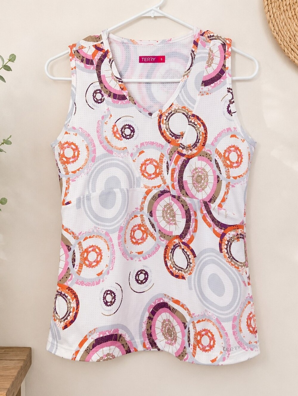 Terry Cycling Tank Top | Geometric Print | Size Small